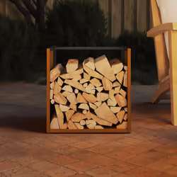 vidaXL Firewood Rack 40x40x40 cm Weathering Steel fireplace log holder