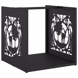 vidaXL Firewood Rack Black 40x40x40 cm Cold-rolled steel fireplace log holder