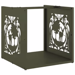 vidaXL Firewood Rack Olive Green 40x40x40 cm Cold-rolled steel