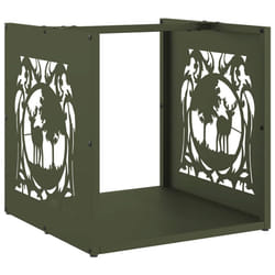 vidaXL Firewood Rack Olive Green 40x40x40 cm Cold-rolled steel