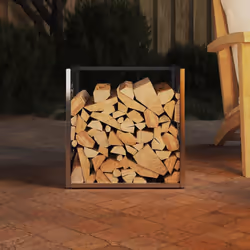 vidaXL Firewood Rack 40x40x40 cm Stainless Steel fireplace log holder