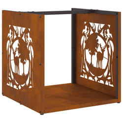 vidaXL Firewood Rack 40x40x40 cm Weathering Steel fireplace log holder