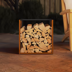 vidaXL Firewood Rack 40x40x40 cm Weathering Steel fireplace log holder