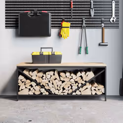vidaXL Firewood Rack with Wooden Top White 100.5x35.5x40 cm - black - Additional view 2