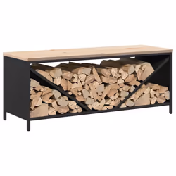 vidaXL Firewood Rack with Wooden Top White 100.5x35.5x40 cm - black - Additional view 4