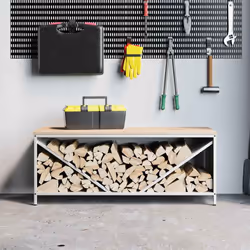 vidaXL Firewood Rack with Wooden Top White 100.5x35.5x40 cm - white - Additional view 2