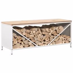 vidaXL Firewood Rack with Wooden Top White 100.5x35.5x40 cm - white - Additional view 4