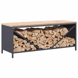 vidaXL Firewood Rack with Wooden Top White 100.5x35.5x40 cm - anthracite - Additional view 4