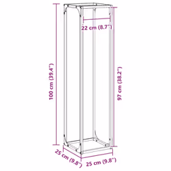 vidaXL Firewood Rack White 25x25x100 cm Cold-rolled steel fireplace log holder - black