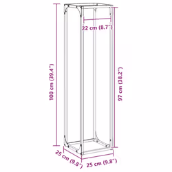 vidaXL Firewood Rack White 25x25x100 cm Cold-rolled steel fireplace log holder - white