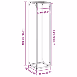 vidaXL Firewood Rack White 25x25x100 cm Cold-rolled steel fireplace log holder - anthracite