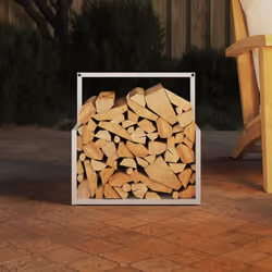 vidaXL Firewood Rack Black 40x40x40 cm Cold-rolled steel fireplace log holder - white