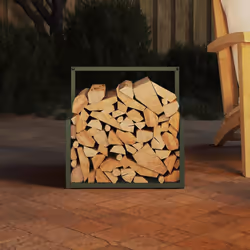 vidaXL Firewood Rack Black 40x40x40 cm Cold-rolled steel fireplace log holder - olive green - Additional view 2