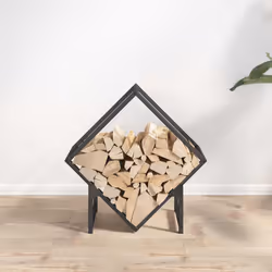 vidaXL Firewood Rack Olive Green 60x25x60 cm Cold-rolled steel - black, 50 x 25 x 50 cm