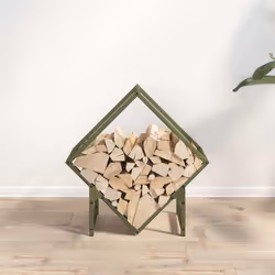 vidaXL Firewood Rack Olive Green 60x25x60 cm Cold-rolled steel - olive green, 50 x 25 x 50 cm