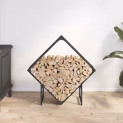 vidaXL Firewood Rack Olive Green 60x25x60 cm Cold-rolled steel - black, 80 x 25 x 80 cm