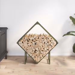 vidaXL Firewood Rack Olive Green 60x25x60 cm Cold-rolled steel - olive green, 80 x 25 x 80 cm