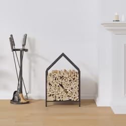 vidaXL Firewood Rack White 40x25x90 cm Cold-rolled steel fireplace log holder - black, 40 x 25 x 60 cm - Additional view 2