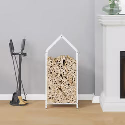 vidaXL Firewood Rack White 40x25x90 cm Cold-rolled steel fireplace log holder - white, 40 x 25 x 90 cm