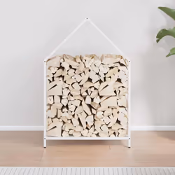 vidaXL Firewood Rack White 40x25x90 cm Cold-rolled steel fireplace log holder - white, 60 x 25 x 90 cm - Additional view 2