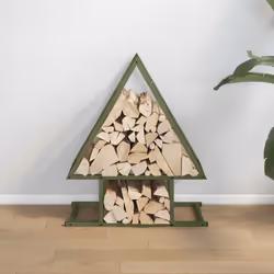 vidaXL Firewood Rack Black 50x25x60 cm Cold-rolled steel fireplace log holder - olive green, 50 x 25 x 60 cm
