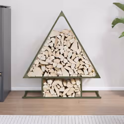 vidaXL Firewood Rack Black 50x25x60 cm Cold-rolled steel fireplace log holder - olive green, 80 x 25 x 90 cm