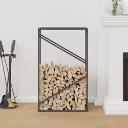 vidaXL Firewood Rack White 40x25x100 cm Cold-rolled steel fireplace log holder - black, 60 x 25 x 100 cm