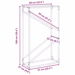 vidaXL Firewood Rack White 40x25x100 cm Cold-rolled steel fireplace log holder - black, 60 x 25 x 100 cm