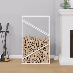 vidaXL Firewood Rack White 40x25x100 cm Cold-rolled steel fireplace log holder - white, 60 x 25 x 100 cm