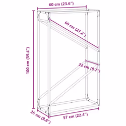vidaXL Firewood Rack White 40x25x100 cm Cold-rolled steel fireplace log holder - anthracite, 60 x 25 x 100 cm