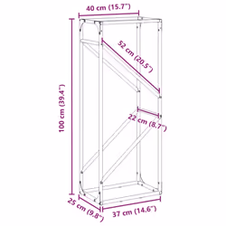 vidaXL Firewood Rack White 40x25x100 cm Cold-rolled steel fireplace log holder - black, 40 x 25 x 100 cm