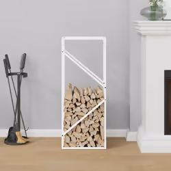 vidaXL Firewood Rack White 40x25x100 cm Cold-rolled steel fireplace log holder - white, 40 x 25 x 100 cm