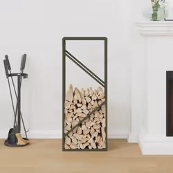 vidaXL Firewood Rack White 40x25x100 cm Cold-rolled steel fireplace log holder - olive green, 40 x 25 x 100 cm