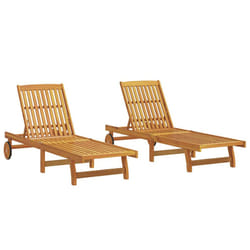 vidaXL Sun Lounger Outdoor Sunbed Lounge Bed Garden Day Bed Solid Acacia Wood - 2x sun lounger, 2 pcs