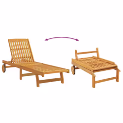 vidaXL Sun Lounger Outdoor Sunbed Lounge Bed Garden Day Bed Solid Acacia Wood - 2x sun lounger, 2 pcs - Additional view 4