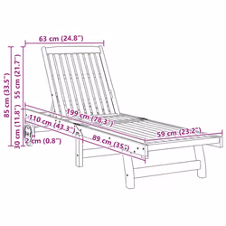 vidaXL Sun Lounger Outdoor Sunbed Lounge Bed Garden Day Bed Solid Acacia Wood - 2x sun lounger, 2 pcs - Additional view 8