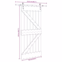vidaXL Sliding Door with Hardware Set 96x210 cm Solid Wood Pine interior door