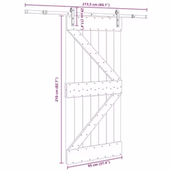 vidaXL Sliding Door with Hardware Set 95x210 cm Solid Wood Pine interior door