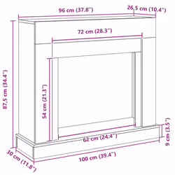 vidaXL Fireplace Surround Black Oak 100x30x87.5 cm Engineered Wood fire place - Additional view 3
