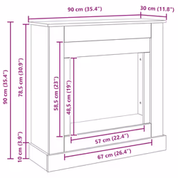 vidaXL Fireplace Surround Black Oak 90x30x90 cm Engineered Wood fire place - Additional view 3