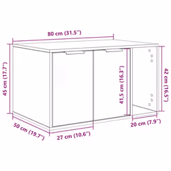 vidaXL Cat Litter Box Enclosure Hidden Cat House Cat Cabinet Engineered Wood - 80 x 50 x 45 cm