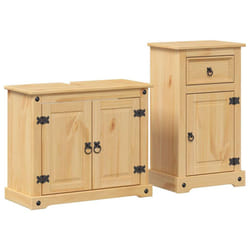 vidaXL 2 Piece Bathroom Furniture Set Corona Solid Wood Pine bathroom cabinet
