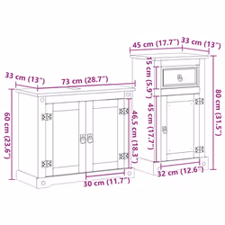 vidaXL 2 Piece Bathroom Furniture Set Corona Solid Wood Pine bathroom cabinet