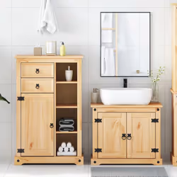 vidaXL 2 Piece Bathroom Furniture Set Corona Solid Wood Pine bathroom cabinet