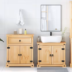 vidaXL 2 Piece Bathroom Furniture Set Corona Solid Wood Pine bathroom cabinet