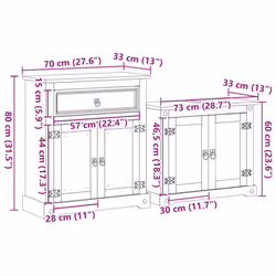vidaXL 2 Piece Bathroom Furniture Set Corona Solid Wood Pine bathroom cabinet - Additional view 9