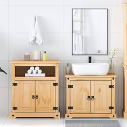vidaXL 2 Piece Bathroom Furniture Set Corona Solid Wood Pine bathroom cabinet