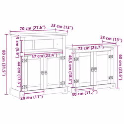 vidaXL 2 Piece Bathroom Furniture Set Corona Solid Wood Pine bathroom cabinet - Additional view 9