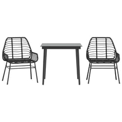 vidaXL Garden Dining Set Poly Rattan Glass outdoor dining set - black, 80 x 80 x 74 cm 2 piece