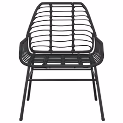 vidaXL Garden Dining Set Poly Rattan Glass outdoor dining set - black, 80 x 80 x 74 cm 2 piece - Additional view 4